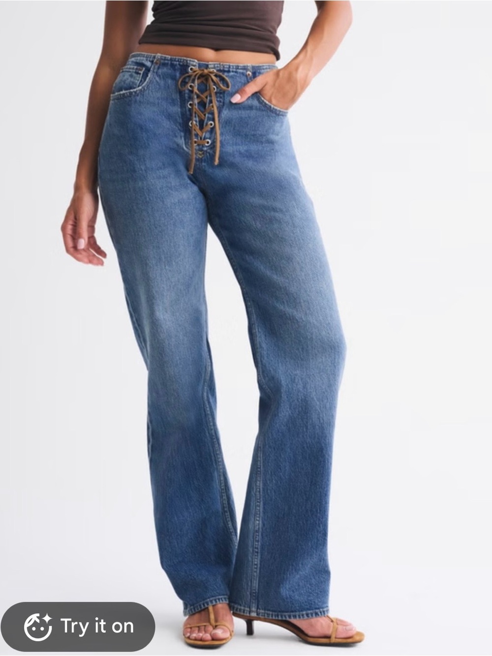 Abercrombie & Fitch Women’s High Rise 90’s Relaxed Curve Love Lace Up Jeans 31